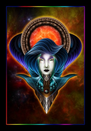 Trilia Red Nebula Fractal Art Portrait